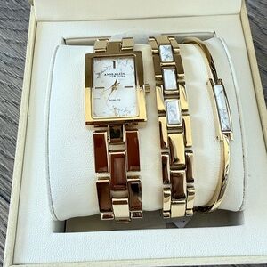 Anne Klein New York Ladies Howlite Bracelet & Watch Set